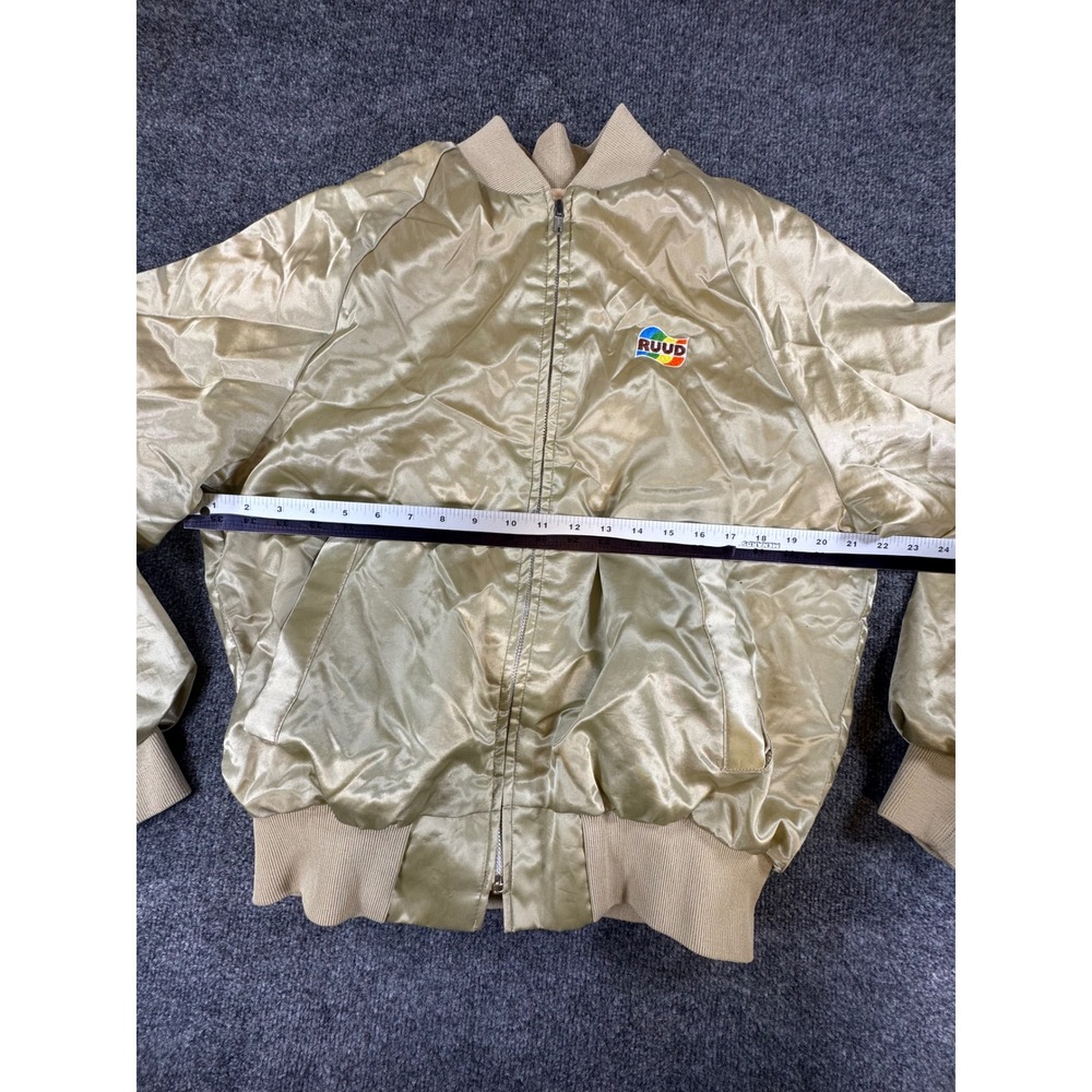#617 Vintage King Louie RUUD Satin Bomber Jacket Gold Mens Medium Made in USA - Picture 6 of 6